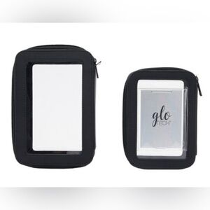 NEW| Glo Tech Black 3 Piece Set - Cosmetic Bag Duo + Compact Mirror